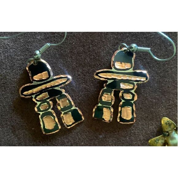 Vintage Whimsical Hook Earrings, SET of 3, Unmarked - Picture 3 of 4